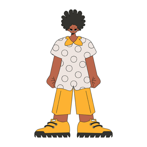 A guy with an Afro hairstyle in a shirt. - Vector, Image