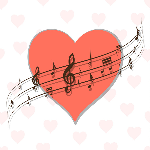 background with heart and music - Vecteur, image