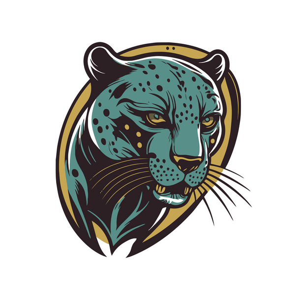 Zwarte Panther logo mascotte pictogram wild dier karakter illustratie in vector platte kleur stijl illustratie - Vector, afbeelding