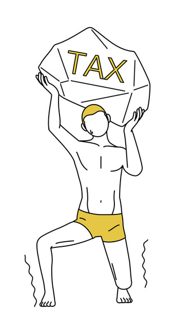 Hair removal and Men's esthetics image, A man in underwear suffering from tax increases - Vector, Image