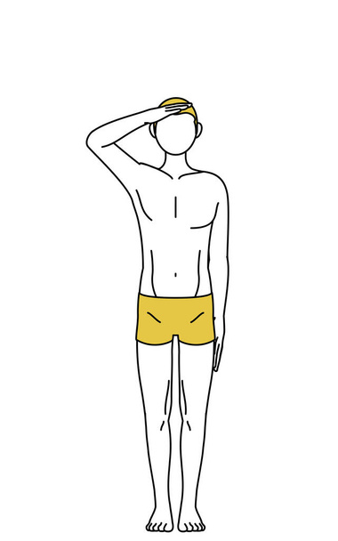 Hair removal and Men's esthetics image, A man in underwear giving a military-style salute - Vector, Image