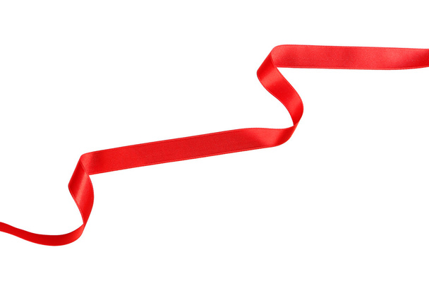 Red ribbon on white - Fotoğraf, Görsel