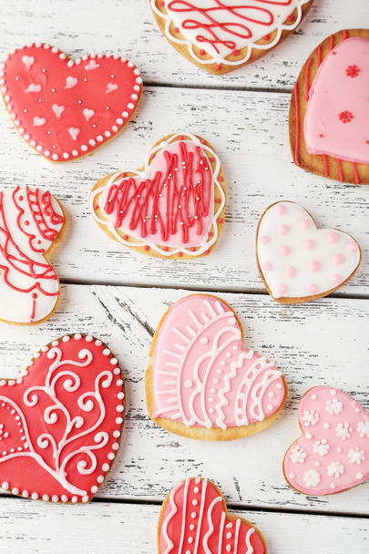 Heart cookies on white background - Fotó, kép