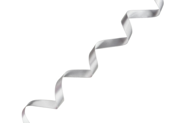 Silver ribbon on white - Фото, зображення