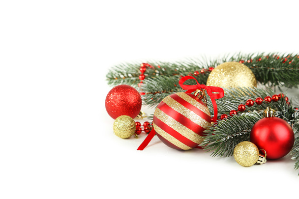 Rama del árbol de Navidad con bolas
 - Foto, Imagen