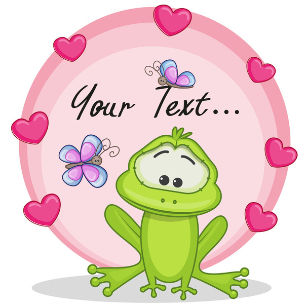 Cute  Frog with hearts - Вектор,изображение
