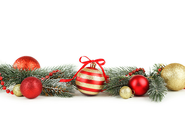 Ramo da árvore de Natal com bolas
 - Foto, Imagem