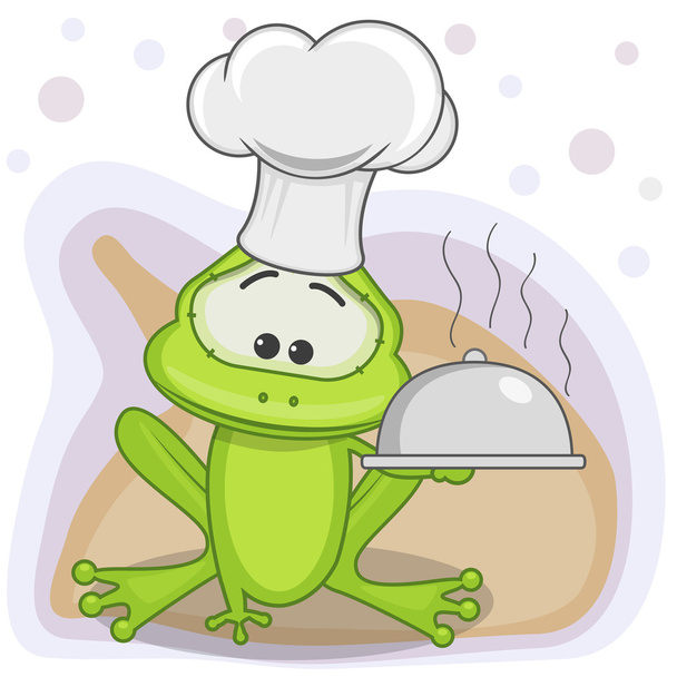 トレイとカエルを調理 - ベクター画像