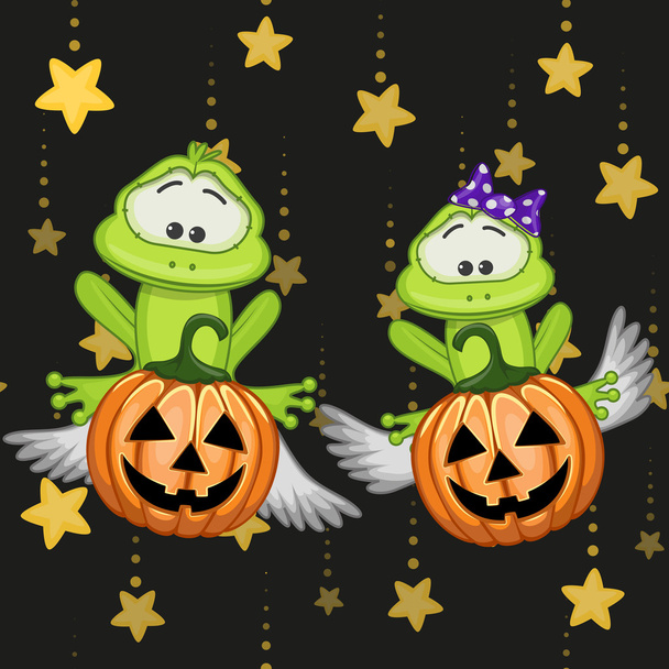 Halloween žáby s dýně - Vektor, obrázek