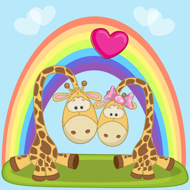 Cute Lovers Giraffe - Вектор, зображення