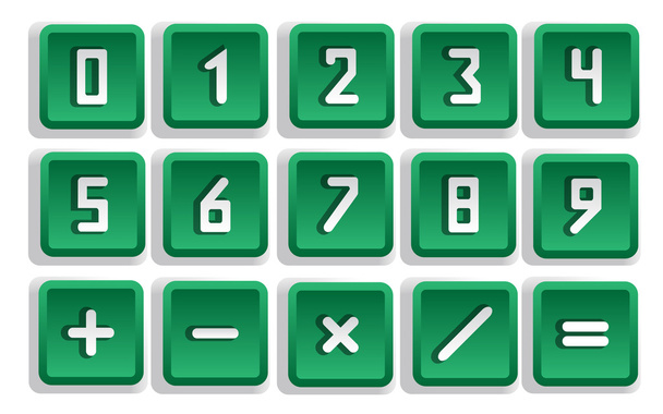 Green Numeric Button Set - Vector, imagen