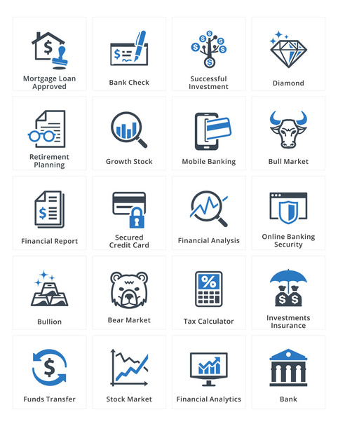 Conjunto de iconos de finanzas personales y empresariales 1 - Serie azul
 - Vector, imagen