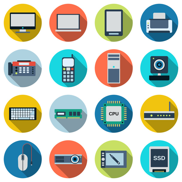 Modern electronic flat vector icons - Vector, afbeelding