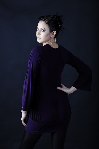 Model in purple mini dress - Φωτογραφία, εικόνα