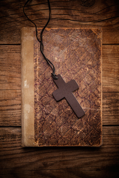 Christian cross on bible - Fotó, kép