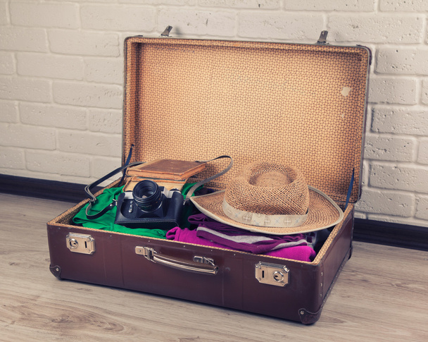 Packed Vintage Suitcase - Fotó, kép