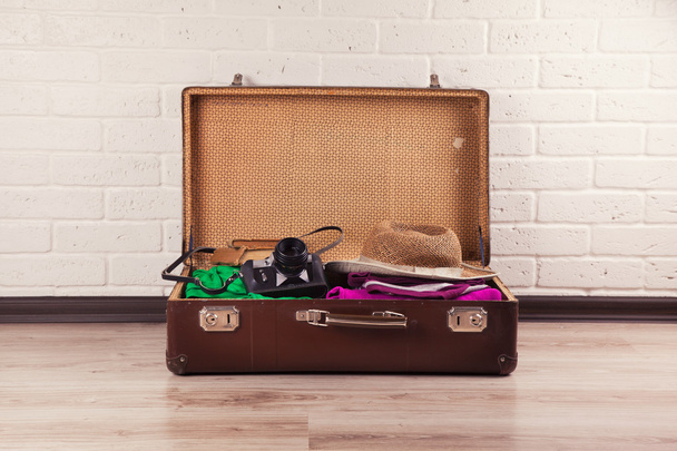 Packed Vintage Suitcase - Фото, зображення