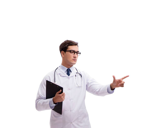 El joven médico aislado sobre fondo blanco - Foto, imagen