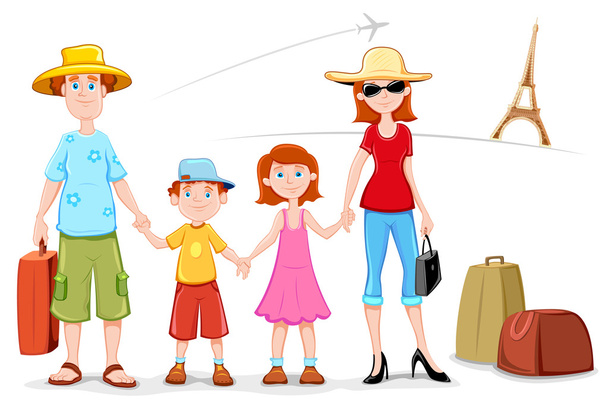 Family in Trip - Vector, Image