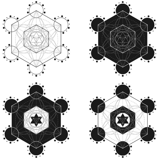 Diseño vectorial del símbolo metatrón, geometría sagrada, figura geométrica metatrón - Vector, imagen