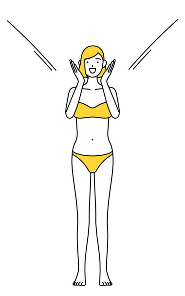 Hair removal and Esthetics Salon image, A woman in underwear calling out with her hand over her mouth. - Vector, Image