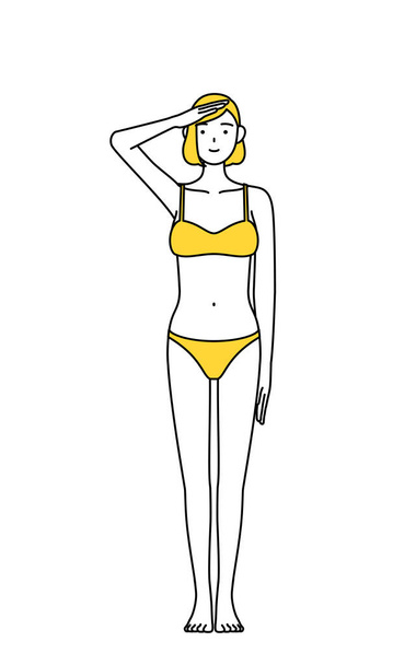 Hiusten poisto ja estetiikka Salon kuva, Nainen alusvaatteet antaa sotilaallinen tyyli tervehdys - Vektori, kuva