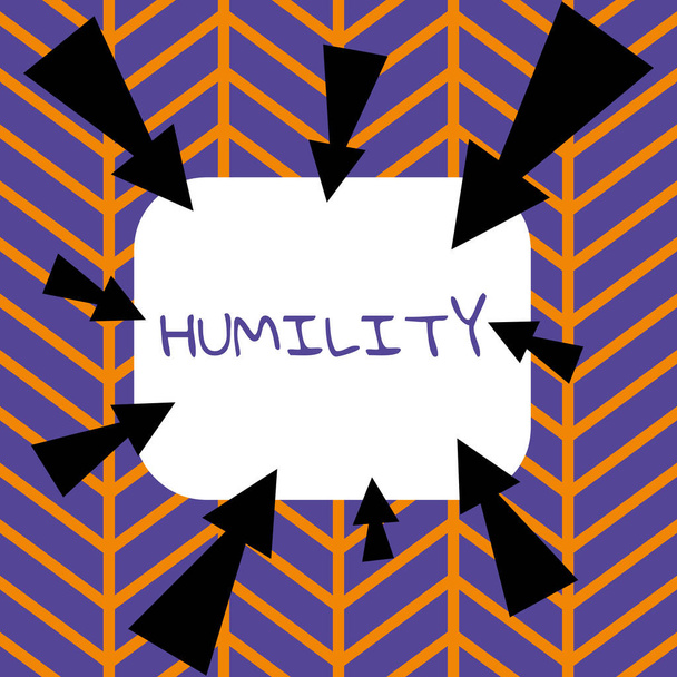 Señal que muestra humildad, el concepto de negocio de ser humilde es una virtud para no sentirse demasiado superior - Foto, imagen