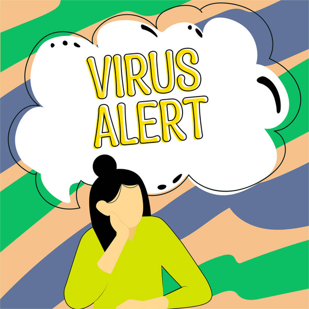Alerta de vírus de legenda conceitual, Conceito que significa aviso de mensagem de uma ameaça de vírus de computador inexistente - Foto, Imagem