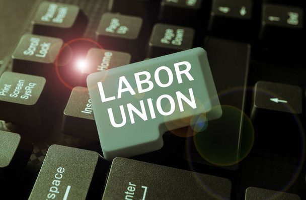 Tekst met inspiratie Labor Union, Conceptuele fotoregels met betrekking tot rechten en verantwoordelijkheden van werknemers - Foto, afbeelding