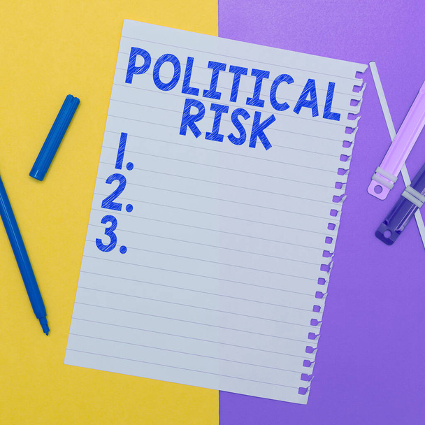 Handschrift Text Politisches Risiko, Geschäftskonzept Kommunikationsperson, die die politische Arena überwacht - Foto, Bild