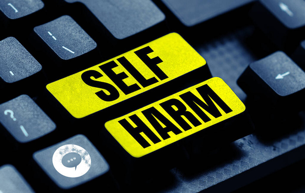 Inspirace ukazující znamení Self Harm, Koncept znamená stav zdraví a pohody a schopnost provádět - Fotografie, Obrázek