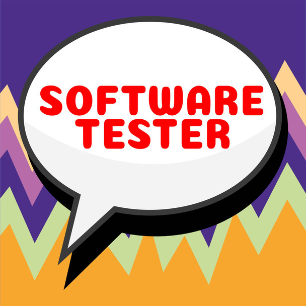 Scrittura di testo Software Tester, Internet Concept implementato per proteggere il software da attacchi dannosi - Foto, immagini