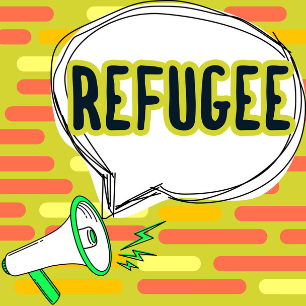 Ручний напис Refugee, Слово для позначення рухів великих груп переміщених осіб - Фото, зображення