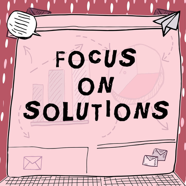 Didascalia concettuale Focus On Solutions, parola per un potente modo pratico per ottenere un cambiamento positivo - Foto, immagini