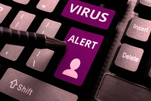 Virüs Alarmı sunan metin başlığı, var olmayan bir bilgisayar virüsü tehdidi hakkında iş genel görünümü mesajı uyarısı - Fotoğraf, Görsel