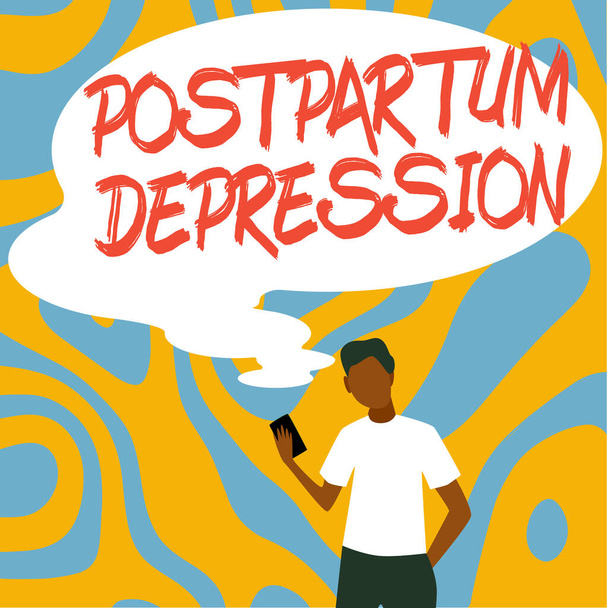 Znak zobrazování popoporodní deprese, obchodní přístup porucha nálady zahrnující intenzivní deprese po porodu - Fotografie, Obrázek