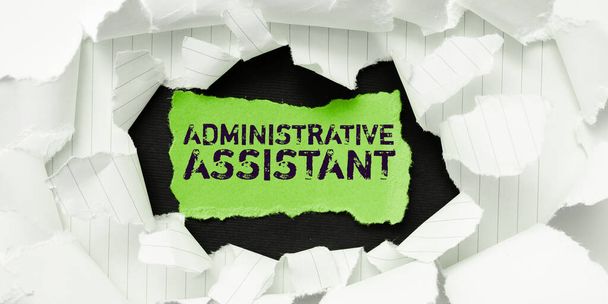 Handschriftlicher Text Administrative Assistentin, Business Überblick Administration Support Specialist Clerical Tasks - Foto, Bild