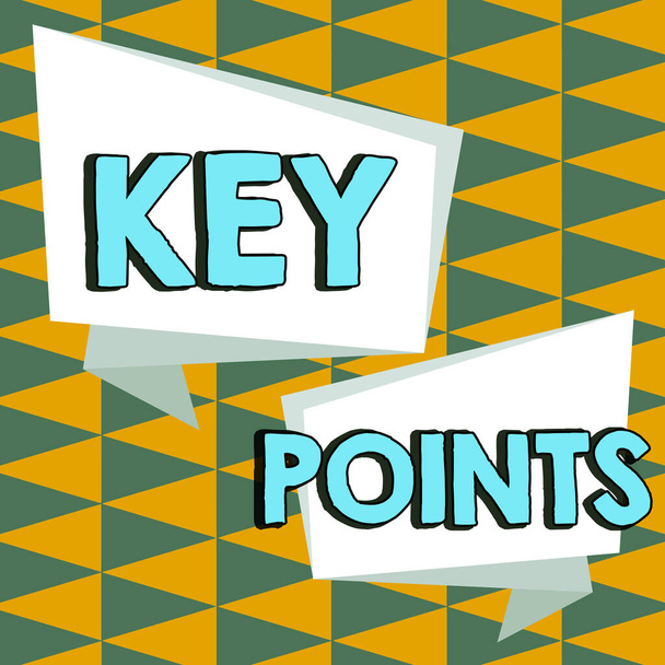 Conceptuele bijschrift Key Points, Zakelijke aanpak belangrijkste stuk van informatie die wordt gezegd of geschreven - Foto, afbeelding