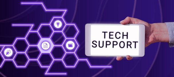 Концептуальная подпись Tech Support, Word for Assisting individuals who are having technical problems - Фото, изображение