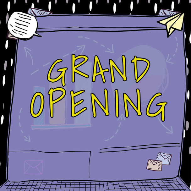 Titulek textu představující Grand Opening, Word for Ribbon Cutting New Business First Official Day Spuštění - Fotografie, Obrázek