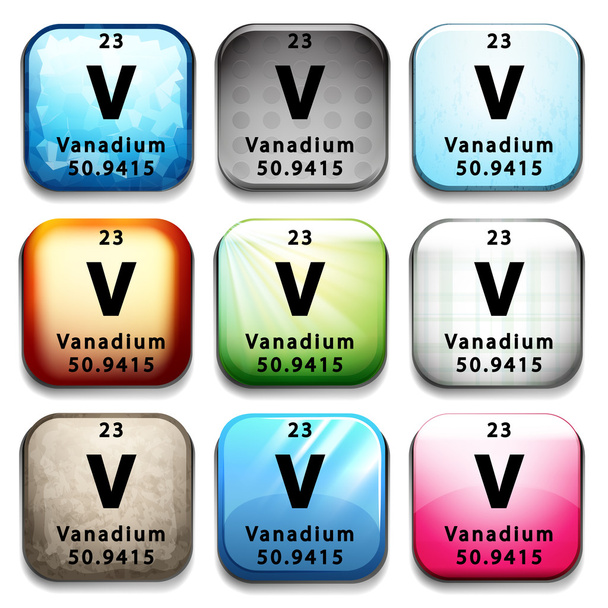A button showing the element Vanadium - Vector, Image