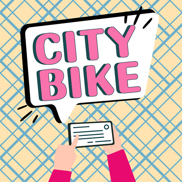 Ispirazione mostrando segno City Bike, Business idea progettata per brevi corse regolari attraverso aree urbane ugualmente piatte - Foto, immagini