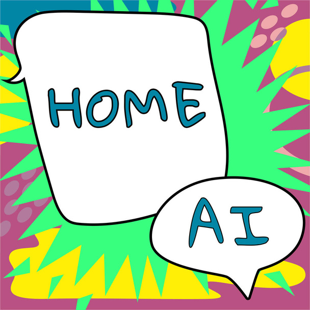Panneau affichant Home Ai, Business solution home idée qui permet d'automatiser la majeure partie de l'électronique - Photo, image