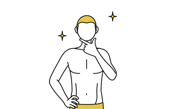 Hair removal and Men's esthetics image, A man in underwear in a confident pose. - Vector, Image