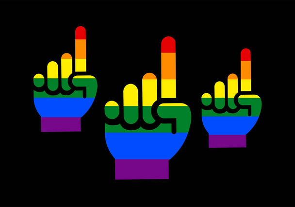 Soy gay o del colectivo LGTBI, yo también, yo también. Sal del armario. Levanta el dedo, reclama - Vector, imagen
