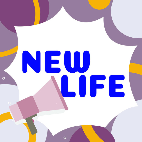 Tekst pisma New Life, Business showcase początek zmian w istnieniu osoby fizycznej lub zwierzęcia - Zdjęcie, obraz