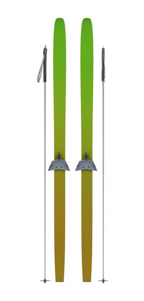 Skis and sticks isolated on a white - Φωτογραφία, εικόνα