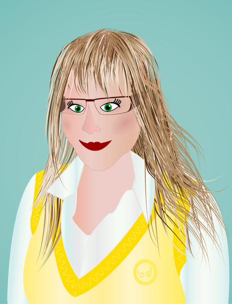Blond Hair Girl Cartoon - Vector, Image