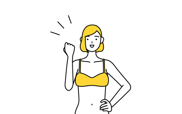 Hair removal and Esthetics Salon image, A woman in underwear posing with guts. - Vector, Image