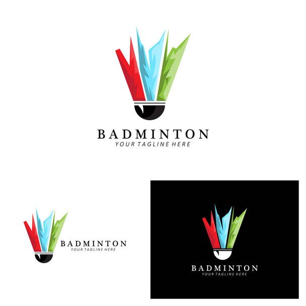 Badminton logó design, vektor ikon atlétikai versenyek - Vektor, kép